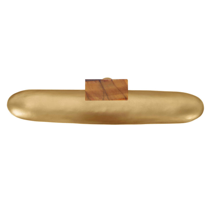Junie Bowl QR-20152.TIGERBRSS.0 by CuratedKravet CuratedKravet A long and slender matte brass bowl detailed with a tiger iron stone accent. India DUST LIGHTLY WITH A SOFT, DRY CLOTH. </p><p>Dimensions: Length 11, Height 1.25, Width 2.25 Brass - 95%, Iron - 5% - Fabric Carolina -