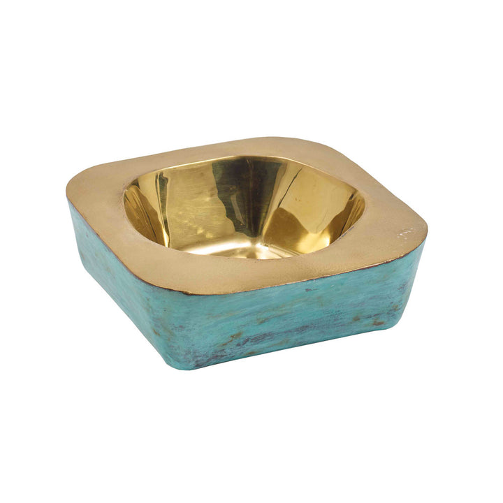 Audra Bowl QR-20158.GRNBRASS.0 by CuratedKravet CuratedKravet A square brass bowl featuring a hexagonal interior bowl shape, detailed with a green patina finish on the exterior. India DUST LIGHTLY WITH A SOFT, DRY CLOTH. </p><p>Dimensions: Length 6, Height 2, Width 6 Brass - 100% - Fabric Carolina -