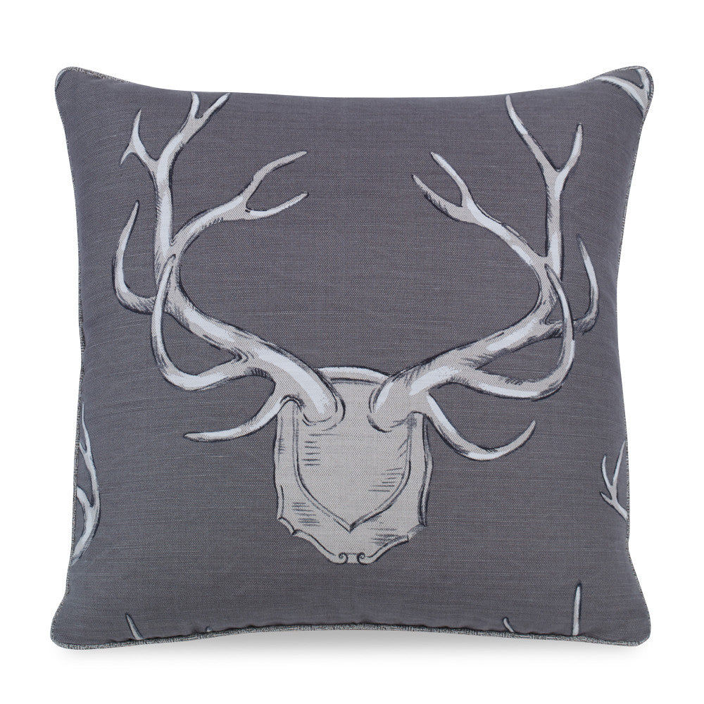 Antlers Pillow QR-20205.GRAY.0 by CuratedKravet CuratedKravet Measures 20"H X 20"L. A decorative accent pillow in Lee Jofa 2009143.11 on the face and Kravet 35228.11 on the reverse. Sewn and finished in the USA. Features a welt in 35228.11 and an invisible zipper. Includes a 95/5 feather/down insert. United States DRY CLEAN ONLY. </p><p>Dimensions: Length 20, Height 20, Width Linen - 55%, Cotton - 45% - Fabric Carolina -