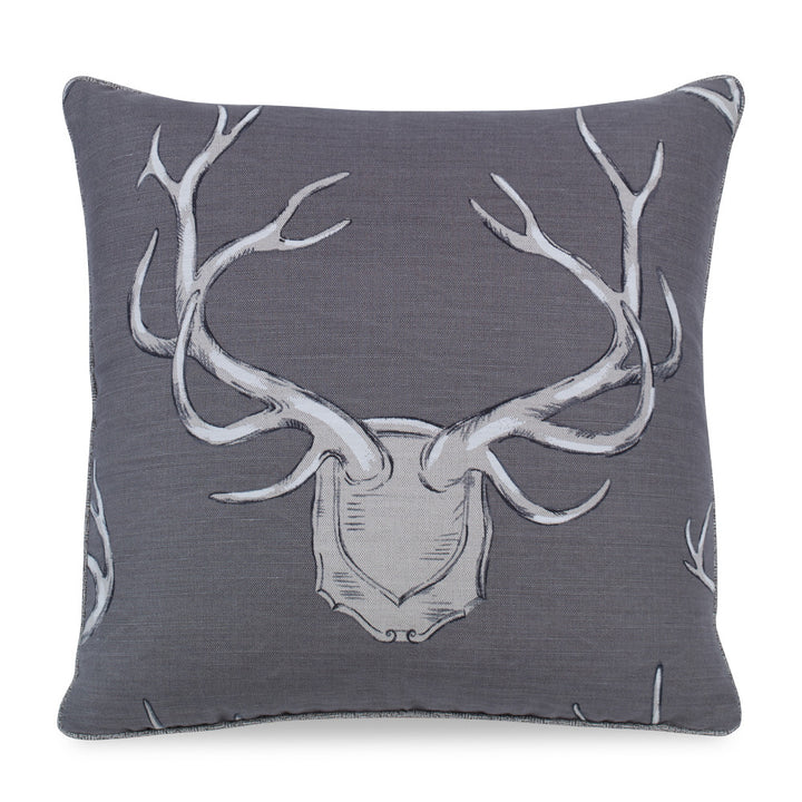 Antlers Pillow QR-20205.GRAY.0 by CuratedKravet CuratedKravet Measures 20"H X 20"L. A decorative accent pillow in Lee Jofa 2009143.11 on the face and Kravet 35228.11 on the reverse. Sewn and finished in the USA. Features a welt in 35228.11 and an invisible zipper. Includes a 95/5 feather/down insert. United States DRY CLEAN ONLY. </p><p>Dimensions: Length 20, Height 20, Width Linen - 55%, Cotton - 45% - Fabric Carolina -