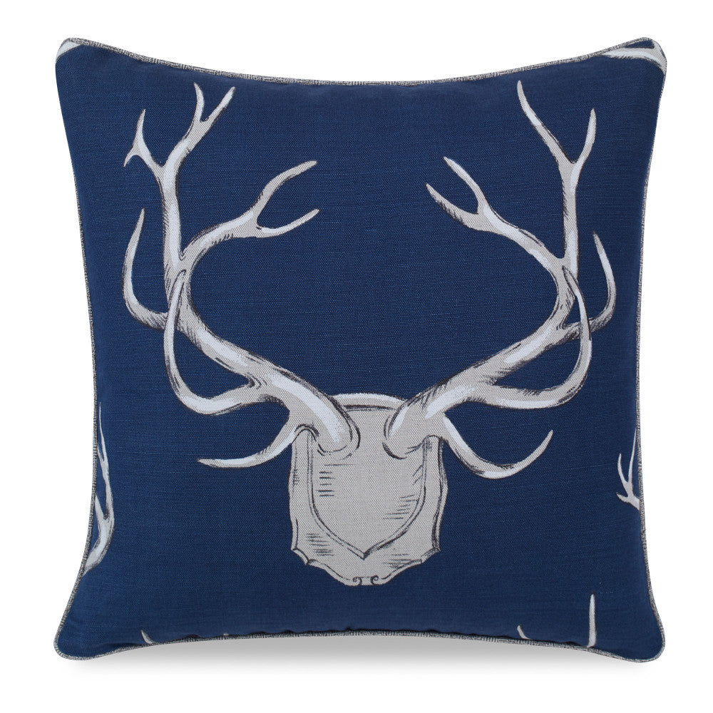 Antlers Pillow QR-20207.NAVY.0 by CuratedKravet CuratedKravet Measures 20"H X 20"L. A decorative accent pillow in Lee Jofa 2009143.50 on the face and Kravet 35228.11 on the reverse. Sewn and finished in the USA. Features a welt in 35228.11 and an invisible zipper. Includes a 95/5 feather/down insert. United States DRY CLEAN ONLY. </p><p>Dimensions: Length 20, Height 20, Width Linen - 55%, Cotton - 45% - Fabric Carolina -
