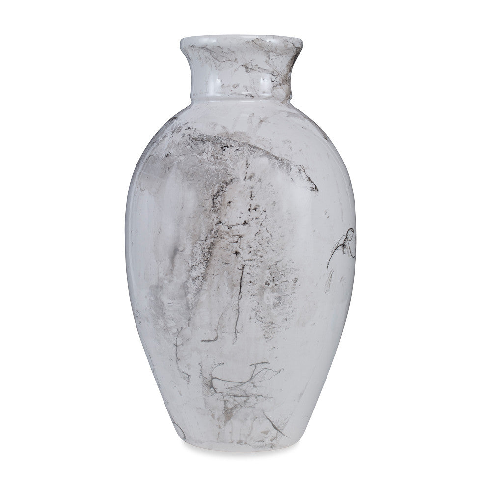 Stanford Vase QR-20210.PALLADIUM.0 by CuratedKravet CuratedKravet A ceramic vase featuring a unique glaze process that is applied leaving this vessel in a marbled, gray and silvery veined like appearance. Each piece is one of a kind. Made in the USA. This item is decorative and not meant to hold water or food. United States DUST LIGHTLY WITH A SOFT, DRY CLOTH. </p><p>Dimensions: Length 10, Height 20, Width 10 Ceramic - 100% - Fabric Carolina -