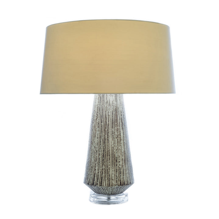 Larson Table Lamp QR-20228.NATURAL.0 by CuratedKravet CuratedKravet A concrete colored ceramic table lamp, detailed with an acrylic base. Topped with a coarse linen shade. Thailand DUST LIGHTLY WITH A SOFT, DRY CLOTH. </p><p>Dimensions: Length 17.5, Height 24, Width 17.5 Ceramic - 65%, Linen - 25%, Acrylic - 5%, Metal - 5% - Fabric Carolina -