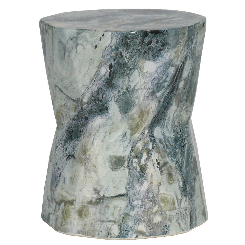 Arnold Stool QR-20452.BLUGRANITE.0 by CuratedKravet CuratedKravet A porcelain garden stool featuring a marble-like pattern in various blues, grays, and whites. China DUST LIGHTLY WITH A SOFT, DRY CLOTH. </p><p>Dimensions: Length 13.75, Height 17.75, Width 13.75 - Fabric Carolina -