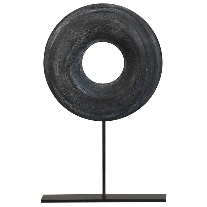 Colby Sculpture, Medium QR-20457.BLACK.0 by CuratedKravet CuratedKravet A medium decorative wooden sculpture. China DUST LIGHTLY WITH A SOFT, DRY CLOTH. </p><p>Dimensions: Length 9.75, Height 15.75, Width 3 Wood - 100% - Fabric Carolina -