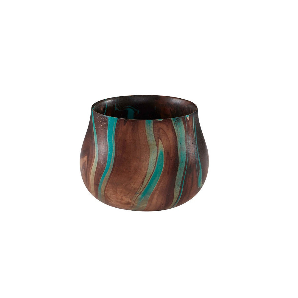 Bella Bowl QR-20733.NTRLTURQ.0 by CuratedKravet CuratedKravet A mango wood bowl with an artistic turquoise swirl finish. Due to the natural material, variation is to be expected. Thailand DUST LIGHTLY WITH A SOFT, DRY CLOTH. </p><p>Dimensions: Length 9.75, Height 7, Width 9.75 Wood - 100% - Fabric Carolina -