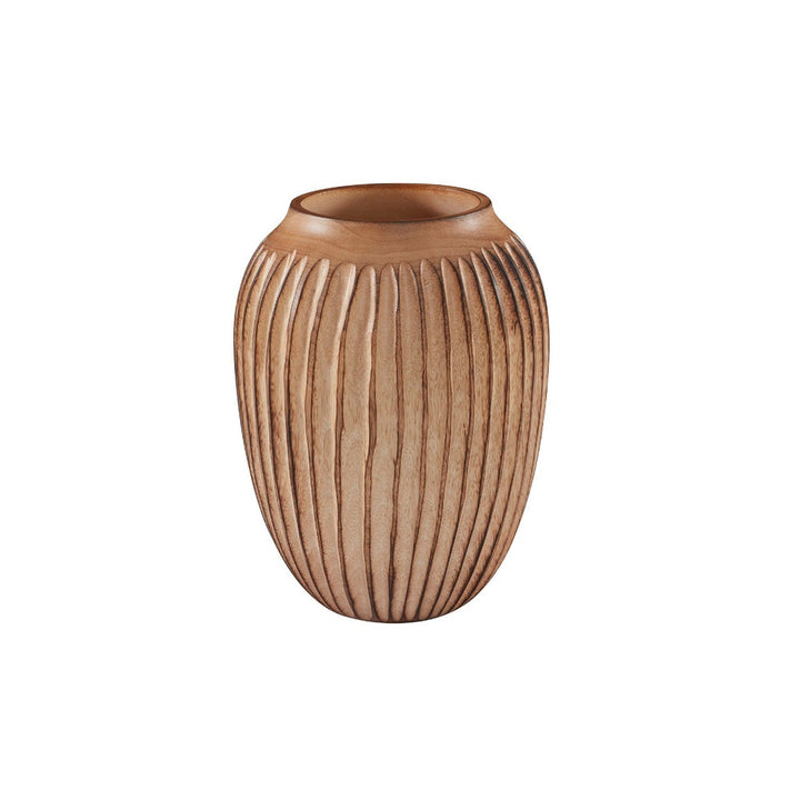 Cindy Vase QR-20742.NATURAL.0 by CuratedKravet CuratedKravet A mango wood vase with subtle charred edge details. Due to the natural material, variation is to be expected. Thailand DUST LIGHTLY WITH A SOFT, DRY CLOTH. </p><p>Dimensions: Length 9.75, Height 12.25, Width 9.75 Wood - 100% - Fabric Carolina -