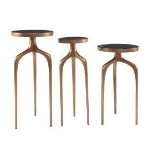 Anya Side Tables, Set Of 3 QR-20968.BLKANTBRSS.0 by CuratedKravet