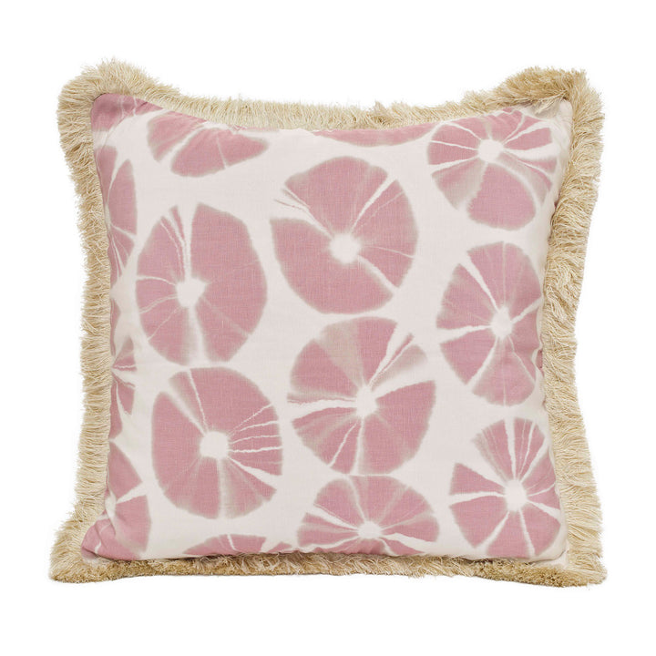 Echino Pillow QR-21003.BLUSH.0 by CuratedKravet CuratedKravet Measures 22"H X 22"L. Decorative accent pillow in Kravet Couture Echino.17 on the face and Kravet 33008.1 on the reverse. Detailed with Kravet T30586.16 brush fringe on the edge. Features an invisible zipper. Made in the USA. Includes a 95/5 feather/down insert. United States DRY CLEAN ONLY. </p><p>Dimensions: Length 22, Height 22, Width - Fabric Carolina -