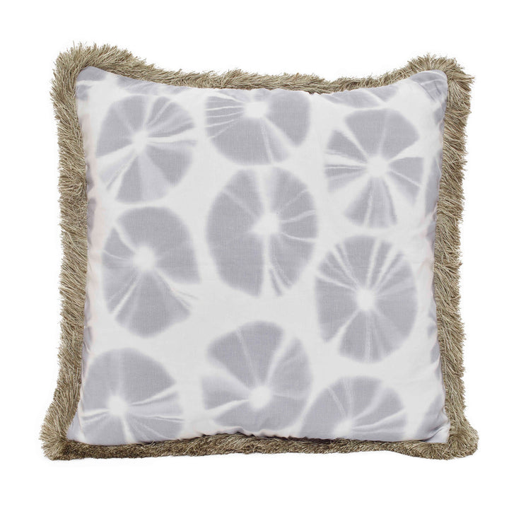 Echino Pillow QR-21003.FOG.0 by CuratedKravet CuratedKravet Measures 22"H X 22"L. Decorative accent pillow in Kravet Couture Echino.11 on the face and Kravet 33008.1 on the reverse. Detailed with Kravet T30586.106 brush fringe on the edge. Features an invisible zipper. Made in the USA. Includes a 95/5 feather/down insert. United States DRY CLEAN ONLY. </p><p>Dimensions: Length 22, Height 22, Width - Fabric Carolina -