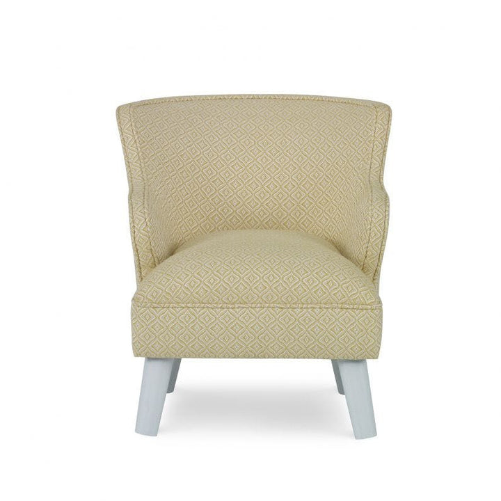 Lani Kids Chair QR-21006.SUNFLOWER.0 by CuratedKravet CuratedKravet Part of the CuratedKravet children's furniture collection, this modern wing chair is upholstered in Brunschwig & Fils 8017102.40. Detailed with white wooden legs. Suggested weight limit is 50 lbs. United States </p><p>Dimensions: Length 19, Height 21, Width 19 - Fabric Carolina -
