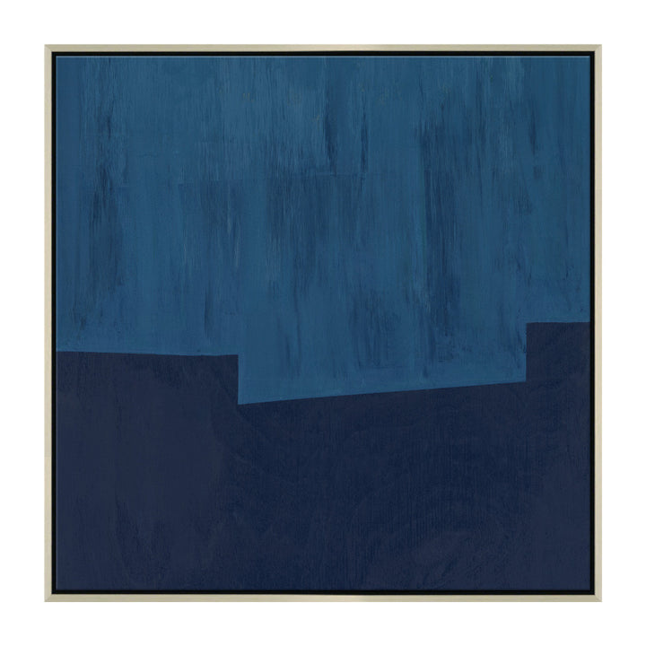 Blue Towers, Square QR-21051.BLUE.0 by CuratedKravet CuratedKravet "Blue Towers, Square" is an angular abstract composition with a modern European flare. Variant tones of blue and deep navy stand out among the simplistic shapes of this piece. The hand embellished Giclee canvas is set in a black and silver frame. Also available in 35.5"H X 35.5"W. Made to order in the USA. United States </p><p>Dimensions: Length 35.5, Height 35.5, Width 2 Canvas - 75%, Wood - 25% - Fabric Carolina -