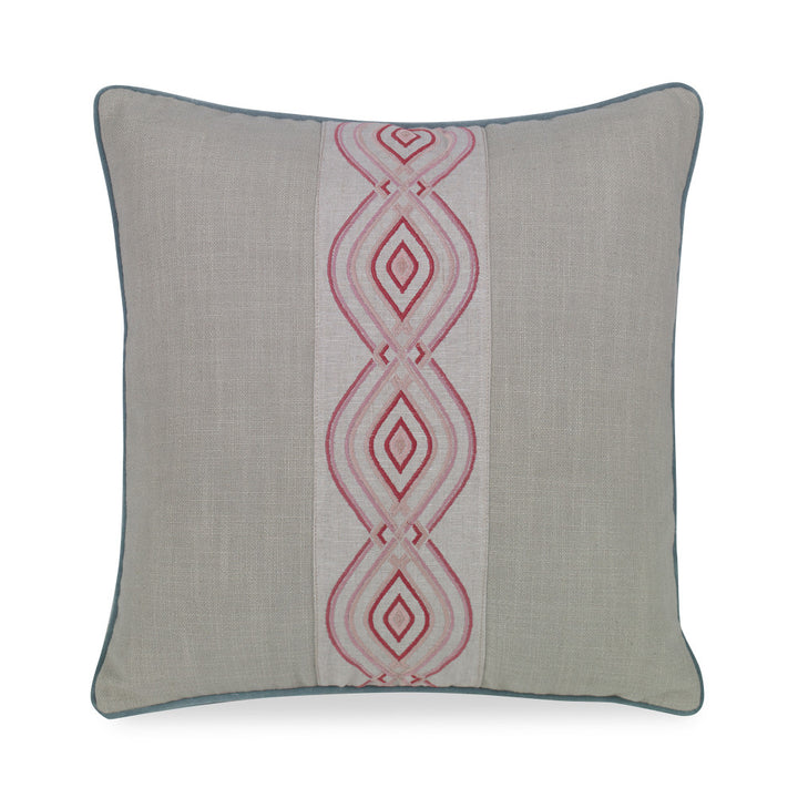 Ora Pillow QR-21073.SAGE.0 by CuratedKravet CuratedKravet Measures 20"H X 20"L. Decorative accent pillow in Kravet 31507.130 on the face and reverse with a decorative trim on the face in TL10150.7, with a small welt to the edge in Kravet 32565.5. Features an invisible zipper. Made in the USA. Includes a 95/5 feather/down insert. United States </p><p>Dimensions: Length 20, Height 20, Width - Fabric Carolina -