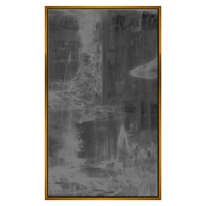 Take A Breath, Gray QR-21098.BLACKGRAY.0 by CuratedKravet CuratedKravet "Take A Breath" is an abstract composition of soft brush strokes, re-colored in diffused neutral shades of black, white and gray. The hand embellished Giclee canvas is set in a black and gold leaf shadowbox frame. Made to order in the USA. United States </p><p>Dimensions: Length 25.5, Height 42.5, Width 2 Canvas - 75%, Wood - 25% - Fabric Carolina -