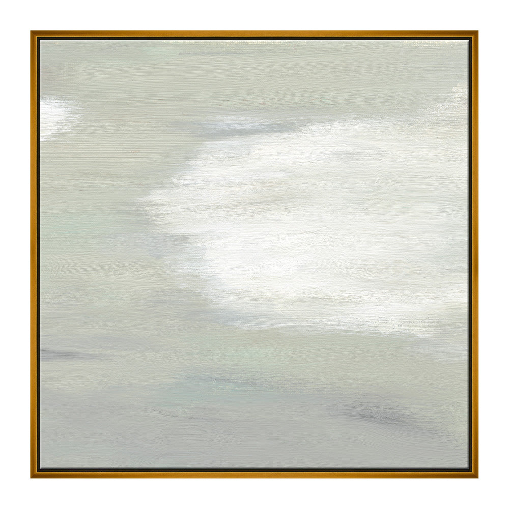 Calm, Square 1 QR-21322.LAUREL.0 by CuratedKravet CuratedKravet "Calm, Square" is one of two resized iterations of our popular abstract piece. Soft brush strokes in muted neutral colors with blue, peach and diffused green accents. The hand embellished Giclee canvas is set in a black and gold leaf shadowbox frame. The full composition is also available in 50"H X 30"W. Made to order in the USA. United States </p><p>Dimensions: Length 35.5, Height 35.5, Width 2 Canvas - 75%, Wood - 25% - Fabric Carolina -