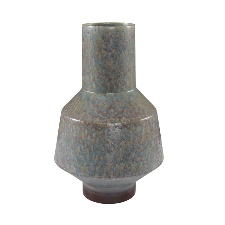 Draper Vase QR-21465.BLUE.0 by CuratedKravet CuratedKravet An oversized ceramic vase featuring a blue reactive glaze. Due to the handmade nature of this product, variation is to be expected. Portugal DUST LIGHTLY WITH A SOFT, DRY CLOTH. </p><p>Dimensions: Length 15, Height 24, Width 15 Ceramic - 100% - Fabric Carolina -