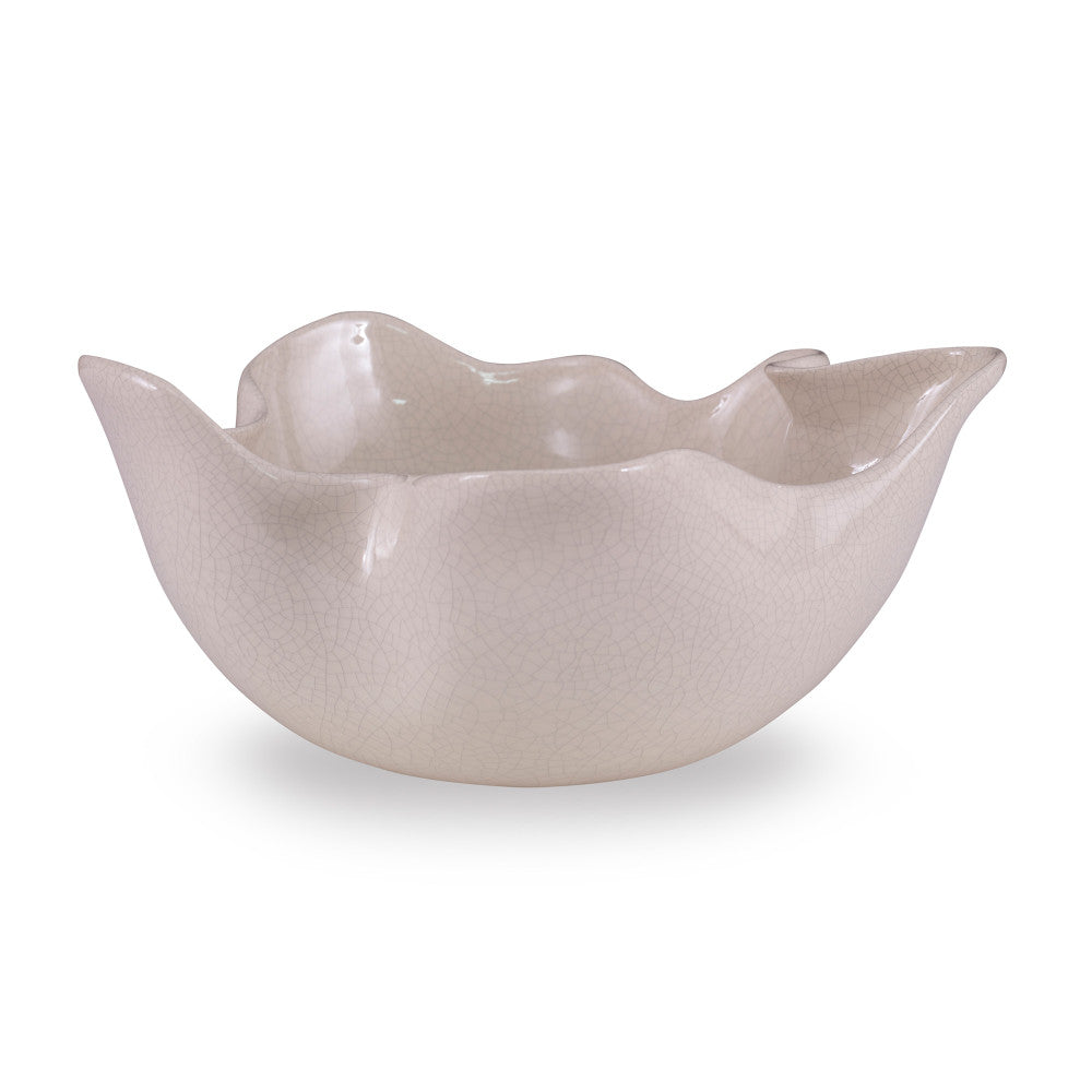 Curves Bowl, Medium QR-19155.IVRYCRCKL.0 by CuratedKravet CuratedKravet An organically curved and shaped ceramic bowl in an ivory crackle finish. France DUST LIGHTLY. </p><p>Dimensions: Length 12, Height 5, Width 12 Ceramic - 100% - Fabric Carolina -