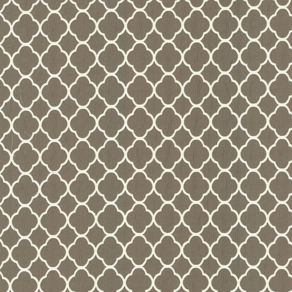 Quatrefoil Maze Patina by Kasmir Fabric 5085 70% Cotton
30% Polyester
 CHINA </p><p>Repeat: Horizontal: 1 6/8 inches and Vertical: 1 6/8 inches 54 - Fabric Carolina -