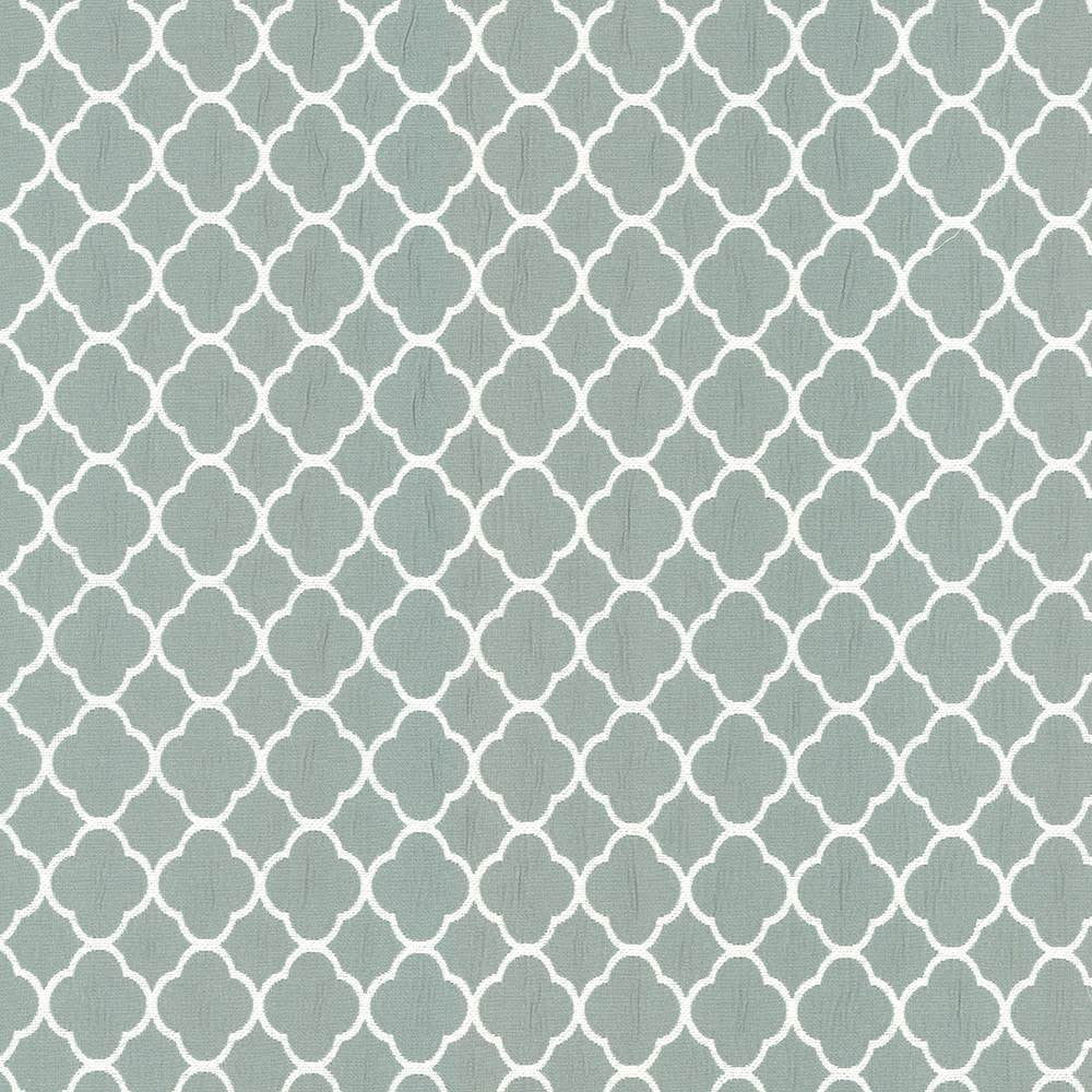 Quatrefoil Maze Spa by Kasmir Fabric 5089 70% Cotton
30% Polyester
 CHINA </p><p>Repeat: Horizontal: 1 6/8 inches and Vertical: 1 6/8 inches 54 - Fabric Carolina -