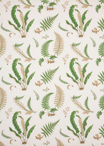 Ferns - Linen Stone/Green by G P & J Baker Fabric