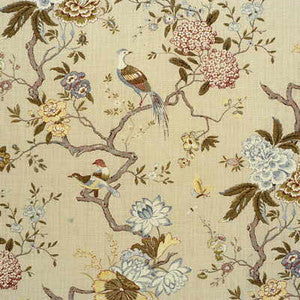 Oriental Bird Olive/Stone by G P & J Baker Fabric