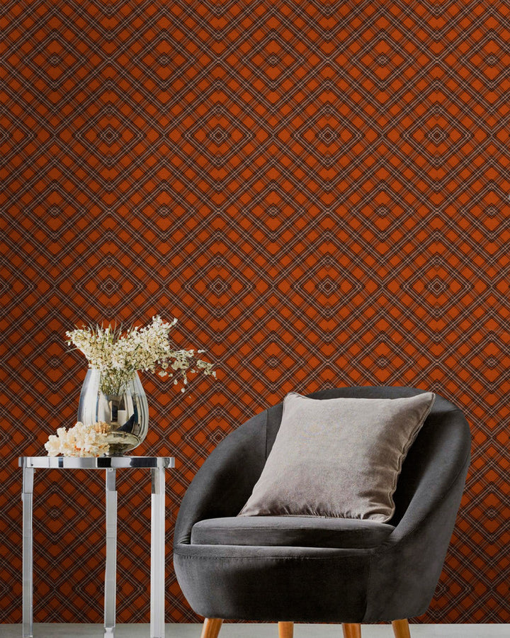 UNUSUAL TARTAN Wallpaper (WP20386) by Mind The Gap | WP20386 | THE WALLPAPER COLLECTABLES | 3 rolls x 20.5 x 118.1 in | 0.52m / 20.5in | 3m / 118in | 4.65mp | 52cm / 20.5in | Black, Brown | Textured Matte | Paste the wall | 3-rolls in a box | Fabric Carolina | https://www.fabriccarolina.com/