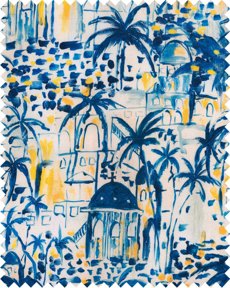 RHODES Fabric (FB00065) by Mind The Gap | FB00065 | SUNDANCE VILLA | Blue, Indigo, Yellow | Fabric Carolina | https://www.fabriccarolina.com/