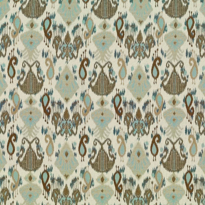 Rio Chama Aegean by Kasmir Fabric 1420 82% Polyester 18% Viscose INDIA 15,000 Wyzenbeek Double Rubs Horizontal: 13 4/8 inches and Vertical: 15 6/8 inches 55 - Fabric Carolina -