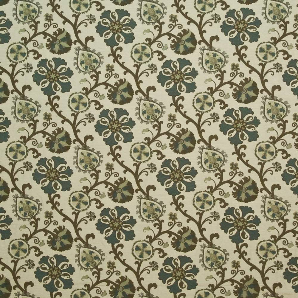 Rivulet Teal by Kasmir Fabric 1403 CHINA 6,000 Wyzenbeek Double Rubs H: 13 4/8 inches, V:11 4/8 inches 54 - 55 - Fabric Carolina - Kasmir