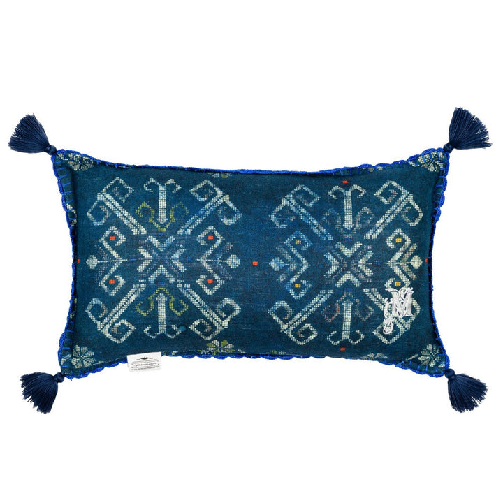 ROOTS Linen Cushion (LC40099) by Mind The Gap | LC40099 | TRANSYLVANIAN ROOTS | 20 x 12 in | Blue, Taupe | Fabric Carolina | https://www.fabriccarolina.com/
