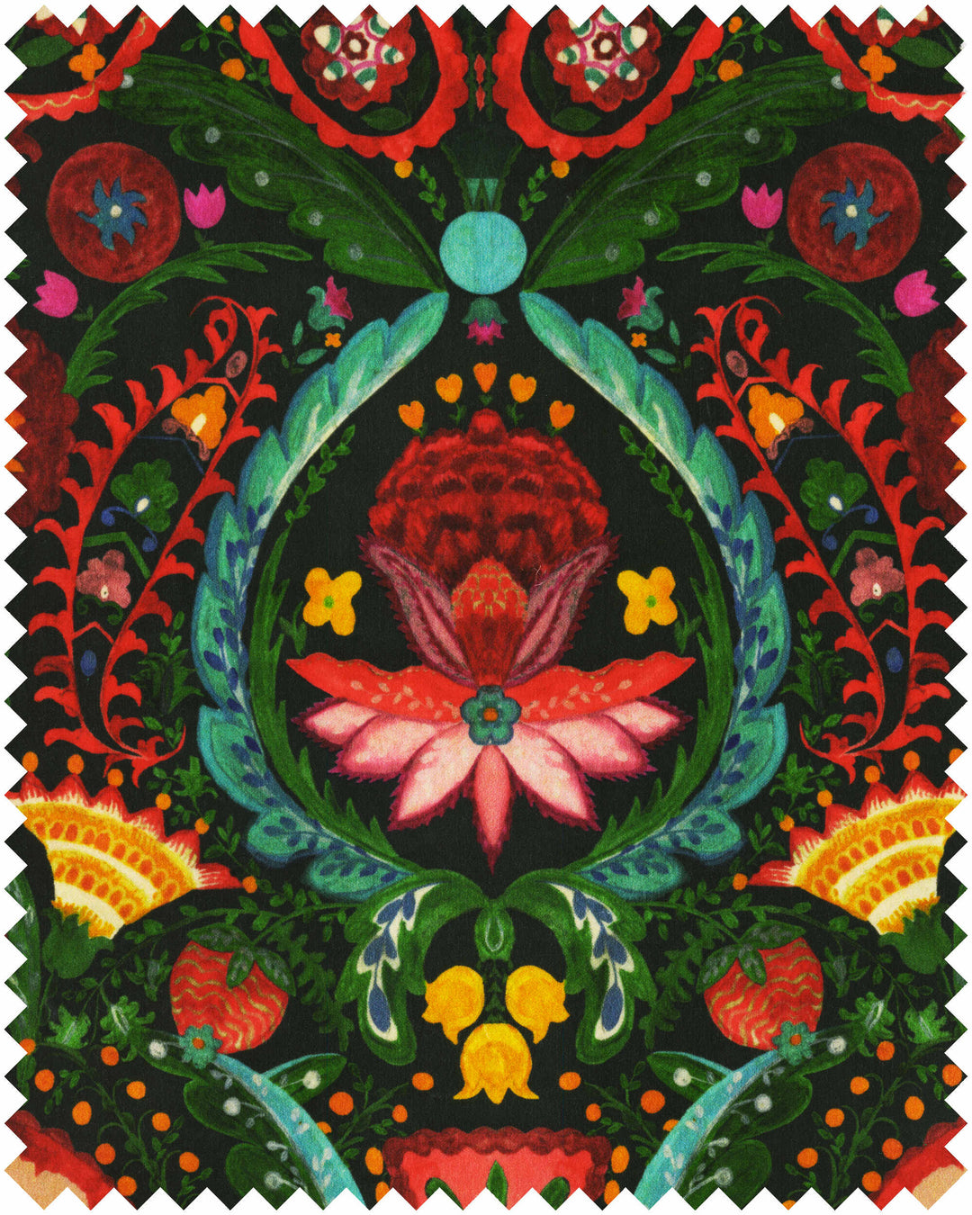 ROSA MUNDI Anthracite Velvet (FB00183) by Mind The Gap | FB00183 | TRANSYLVANIAN RHAPSODY | Black, Blue, Green, Yellow, Red, Soft Pink | Meter | 137(±5%)x100 | (W)33.5 x (L)50cm / (W)13.1 x (L)19.6 in | Pure finish | 100% Cotton velvet | Fabric Carolina | https://www.fabriccarolina.com/