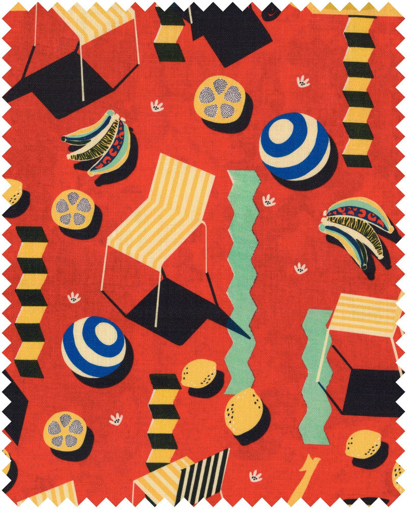 ROSSO GIALLO Linen (FB00135) by Mind The Gap | FB00135 | LA DOLCE VITA | Blue, Red, Turquoise, Yellow | Fabric Carolina | https://www.fabriccarolina.com/