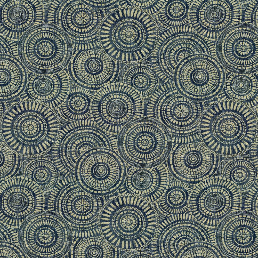 Round We Go Indigo by Kasmir Fabric 5154 73% Polyester
27% Cotton
 CHINA </p><p>Repeat: Horizontal: 28 4/8 inches and Vertical: 28 4/8 inches 57 - Fabric Carolina -