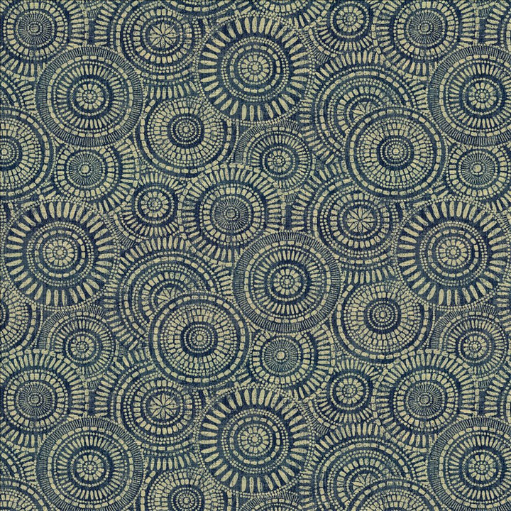 Round We Go Indigo by Kasmir Fabric 5154 73% Polyester
27% Cotton
 CHINA </p><p>Repeat: Horizontal: 28 4/8 inches and Vertical: 28 4/8 inches 57 - Fabric Carolina -