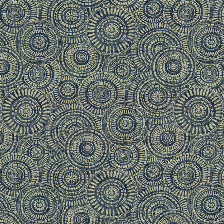 Round We Go Indigo by Kasmir Fabric 5154 73% Polyester 27% Cotton CHINA 50,000 Wyzenbeek Double Rubs Horizontal: 28 4/8 inches and Vertical: 28 4/8 inches 57 - Fabric Carolina -