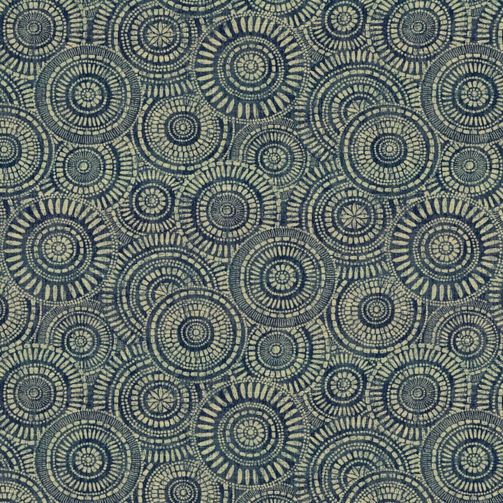 Round We Go Indigo by Kasmir Fabric 5154 73% Polyester
27% Cotton
 CHINA </p><p>Repeat: Horizontal: 28 4/8 inches and Vertical: 28 4/8 inches 57 - Fabric Carolina -