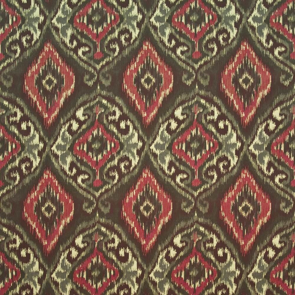 Rucio Ikat Morrish Red by Kasmir Fabric 1403 51% Cotton
49% Polyester
 CHINA 27,000 Wyzenbeek Double Rubs Horizontal: 13 4/8 inches and Vertical: 18 inches 54 - Fabric Carolina -