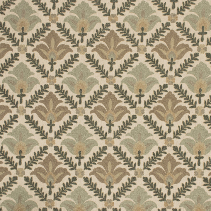 Greenhouse Fabric S7004 Celadon - 66% Polyester, 23% Linen, 11% Cotton (Embroidery: 60% Polyester, 25% Cotton, 15% Linen) India 9000 8.875" H, 9.5" V 54" - My Fabric Connection -