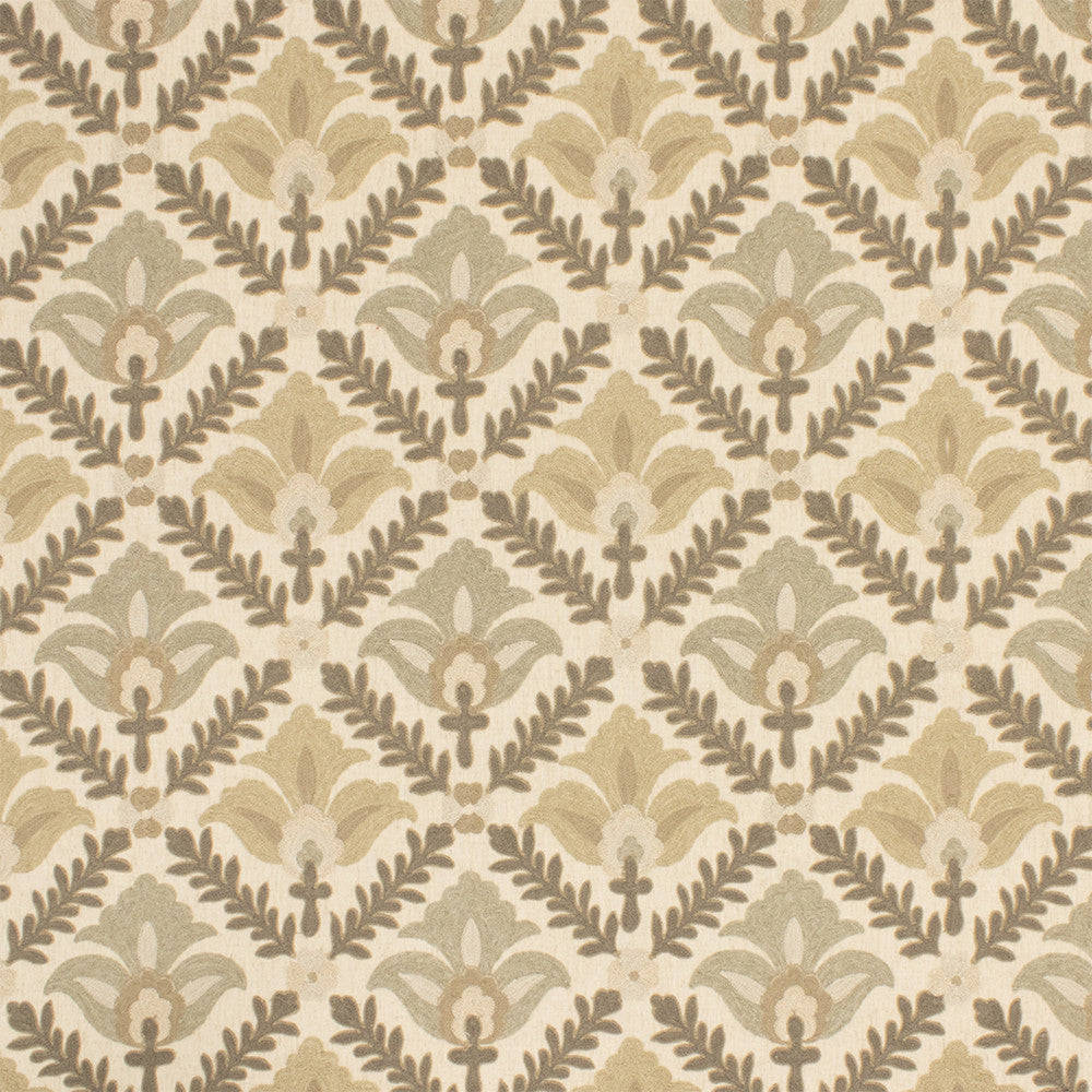 Greenhouse Fabric S7011 Stone - 66% Polyester, 23% Linen, 11% Cotton (Embroidery: 60% Polyester, 25% Cotton, 15% Linen) India 9000 8.875" H, 9.5" V 54" - My Fabric Connection -