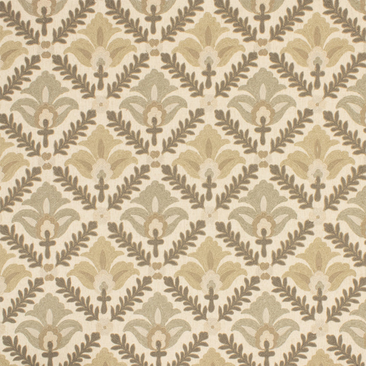 Greenhouse Fabric S7011 Stone - 66% Polyester, 23% Linen, 11% Cotton (Embroidery: 60% Polyester, 25% Cotton, 15% Linen) India 9000 8.875" H, 9.5" V 54" - My Fabric Connection -