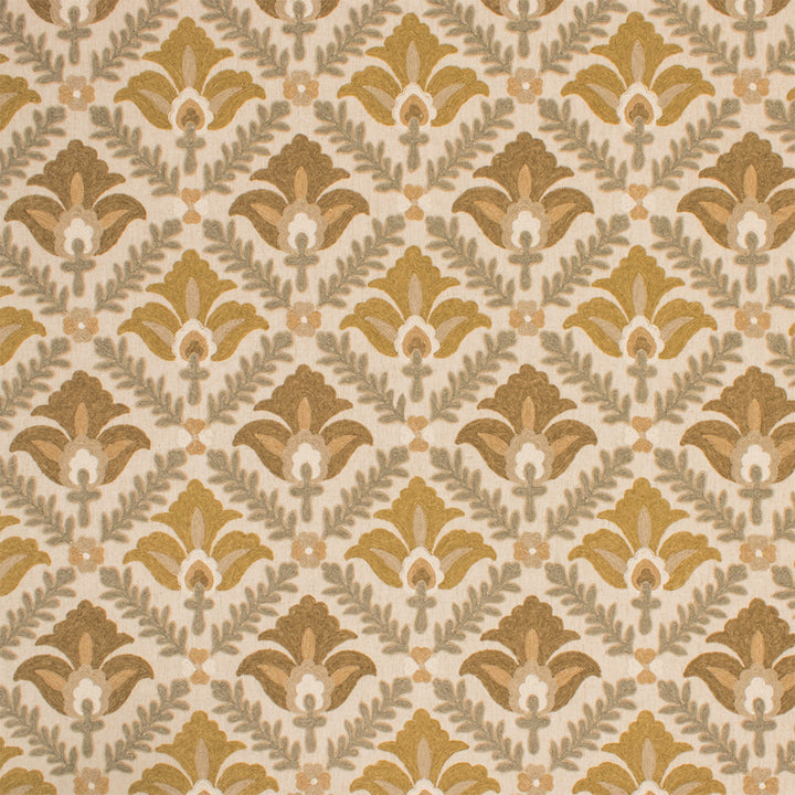 Greenhouse Fabric S7019 Topaz - 66% Polyester, 23% Linen, 11% Cotton (Embroidery: 60% Polyester, 25% Cotton, 15% Linen) India 9000 8.875" H, 9.5" V 54" - My Fabric Connection -