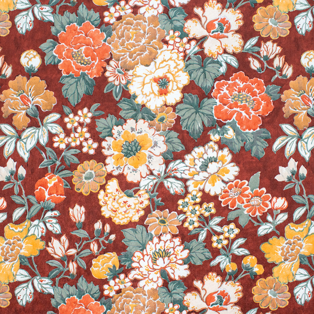 S7054 Blossoms by Greenhouse Designer Fabric - 100% Polyester China 40000 27" H, 26.4" V 56" - Swanky Fabrics -