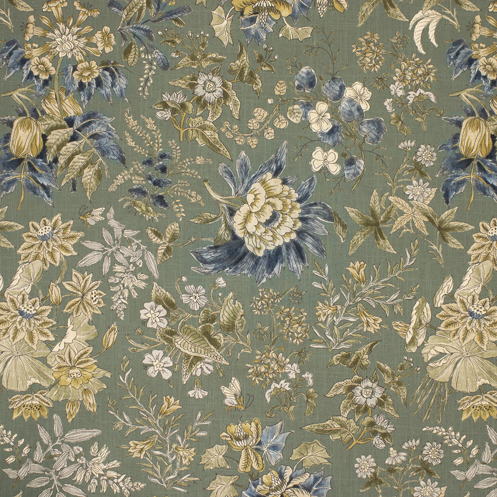 Greenhouse Fabric S7062 Bowery Blue - 55% Linen, 45% Cotton USA 20000 27" H, 32.8" V 56" - My Fabric Connection -