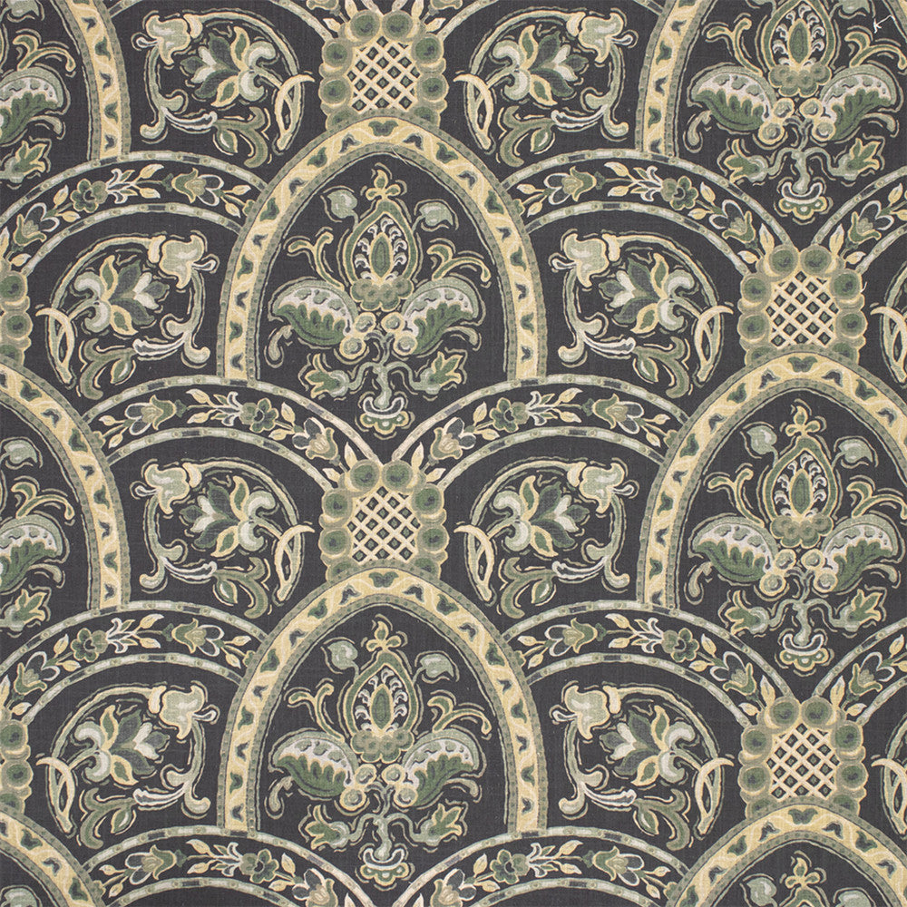Greenhouse Fabric S7070 Bowery Blue - 55% Linen, 45% Cotton USA 20000 27" H, 14" V 56" - My Fabric Connection -