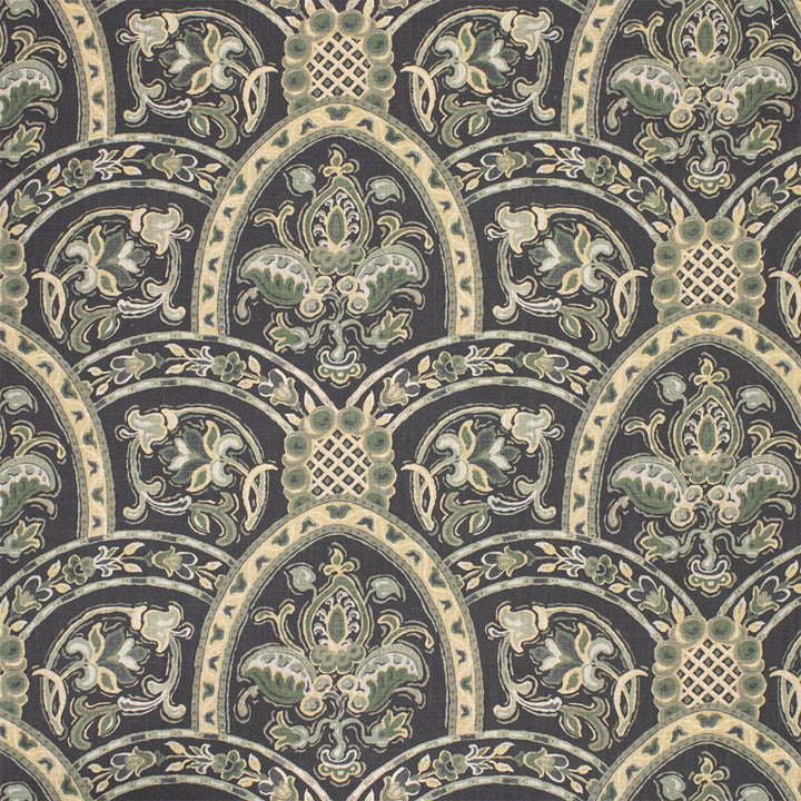Greenhouse Fabric S7070 Bowery Blue - 55% Linen, 45% Cotton USA 20000 27" H, 14" V 56" - My Fabric Connection -