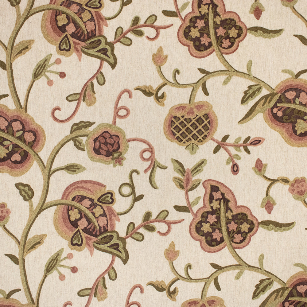 S7203 Mulberry by Greenhouse Designer Fabric - 68% Polyester, 21% Linen, 11% Cotton (Embroidery: 60% Polyester, 25% Cotton, 15% Linen) India 9000 17.25" H, 26.5" V 54" - Swanky Fabrics -