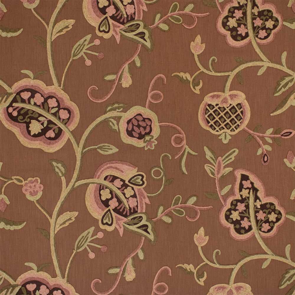 Greenhouse Fabric S7212 Spice - 68% Polyester, 21% Linen, 11% Cotton (Embroidery: 60% Polyester, 25% Cotton, 15% Linen) India 9000 17.25" H, 26.5" V 54" - My Fabric Connection -
