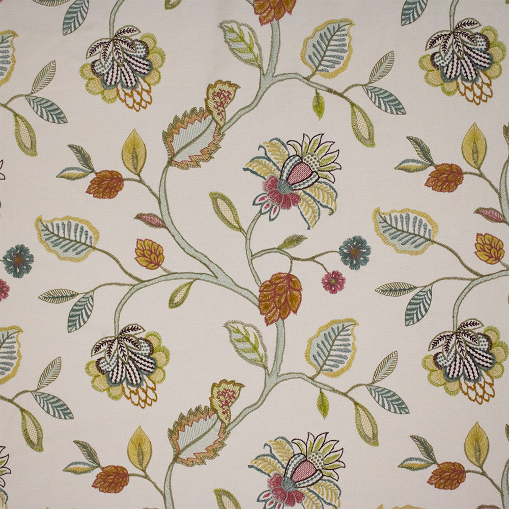 Greenhouse Fabric S7261 Ivory - 100% Cotton (Embroidery: 100% Rayon) India 9000 17.25"H, 15.5" V 54" - My Fabric Connection -