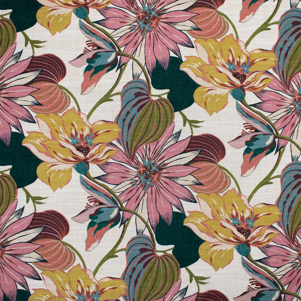 Greenhouse Fabric S7275 Cerise - 75% Cotton, 25% Linen Pakistan DRAPERY 27" H, 13.5" V 55" - My Fabric Connection -