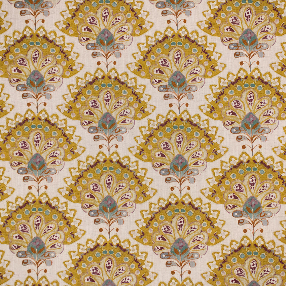 Greenhouse Fabric S7291 Saffron - 96% Polyester, 4% Linen India 50000 13.62" H, 8.25" V 54" - My Fabric Connection -